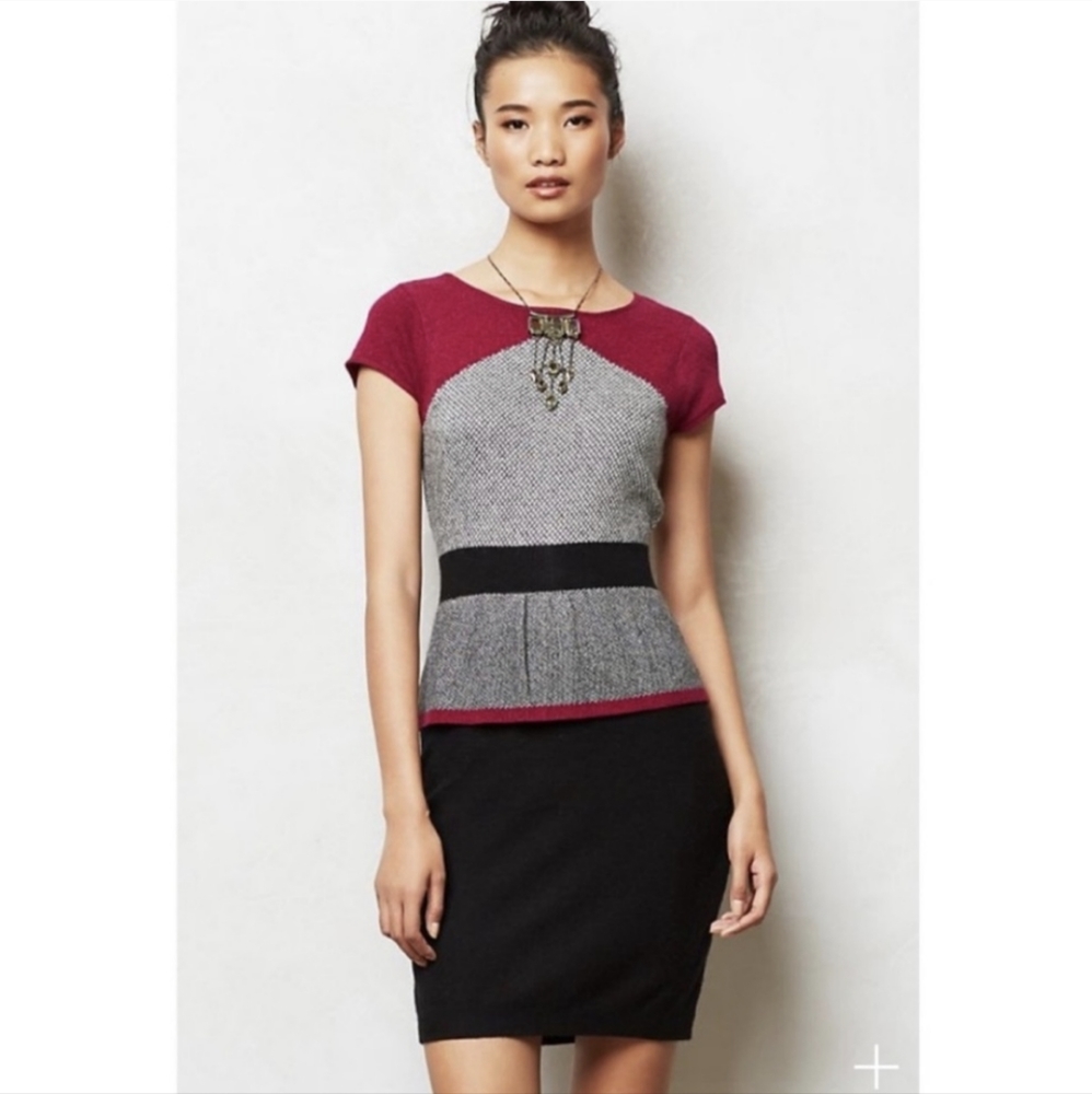 Cashmere Angora Knit Peplum Dress - Sparrow Anthropologie Retro Vintage